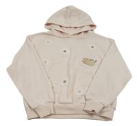 Svetloružová mikina s kvetinami s mačkou a kapucňou Reserved