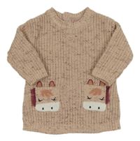 Růžové melírované svetrové šaty s kapsami s jednorožci Primark