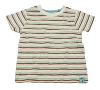 Smetanovo-zelenošedo-tmavosivé pruhované rebrované tričko Nutmeg