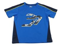 Modro-černé sportovní funkční tričko s potiskem Crane