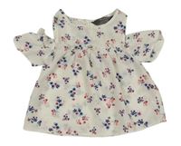 Bílá květovaná šifonová halenka s motýly Primark