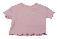 Staroružové rebrované tričko s motýlom Peacocks