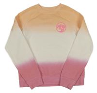 Meruňkovo-bílo-růžová ombré mikina s palmami Matalan