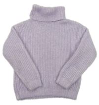 Lila-bílý chlupatý svetrový rolák Primark