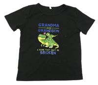 Čierne tričko s dinosaurami a nápisom
