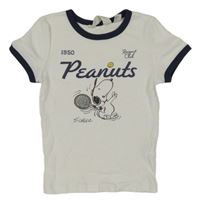 Biele rebrované crop tričko so Snoopym H&M