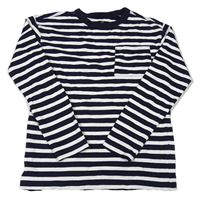 Tmavomodro-bílé pruhované mikinotriko s vreckom H&M