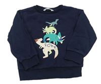 Tmavomodrá mikina s dinosaurami zn. M&S