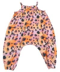 Oranžovo-fialovo-černý leopardí lehký kalhotový overal Next