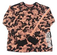 Oranžovo-černé army pyžamové triko s nápisem Next