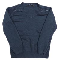 Tmavomodrý ľahký sveter s gombíkmi