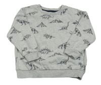 Sivá melírovaná mikina s dinosaurami F&F
