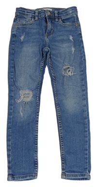 Modré skinny rifle s dierami Zara