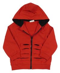 Červená prepínaci mikina s děrovanou vreckom a kapucňou Coccodrillo