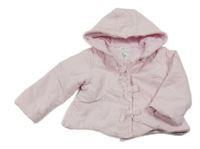 Světlerůžová zateplená propínací mikina s kapucí 