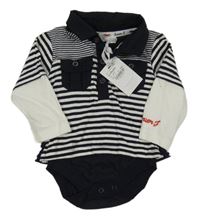 Nové - Bílo-tmavomodré pruhované body s límečkem Jasper Conran