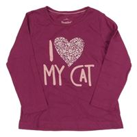 Tmavoružové tričko s nápisom a srdcem Lupilu