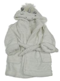 Bílý plyšový župan s kapucí - jednorožec Next