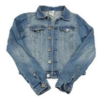 Modrá rifľová crop bunda H&M