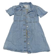 Světlemodré propínací riflové šaty s límečkem Page one young