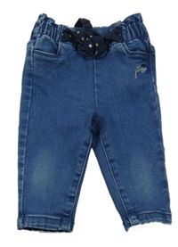 Modré skinny rifle s výšivkou orchestra