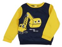 Tmavomodro-žltá mikina s bágrom Kiki&Koko