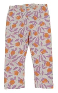 Bílo-fialovo-oranžové crop legíny s mandarinkami Kiki&Koko