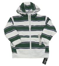 Nové - zeleno-bílá pruhovaná propínací mikina s kapucí dunnes