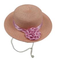 Růžový slamák s květem 