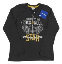 Nové - tmavošedé triko s kytarou