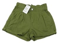 Nové - zelené paperbag rifľové kraťasy Denim Co.