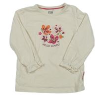 Smotanové tričko s kvetinami