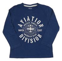 Tmavomodré tričko s nápisom Vertbaudet