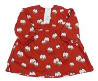 Nové - červené teplákové šaty s obrázkami F&F