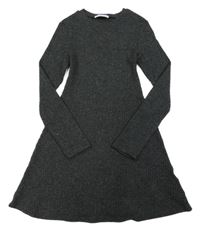Tmavosivé rebrované svetrové šaty Primark
