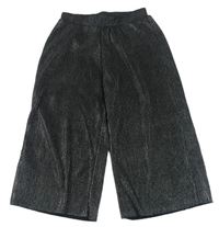 Čierne trblietavé plisované culottes nohavice F&F