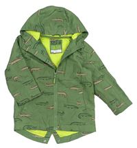 Khaki šušťáková jarná bunda s krokodílmi  a kapucňou Mothercare