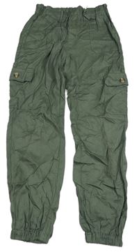 Khaki ľahké cargo cuff nohavice H&M