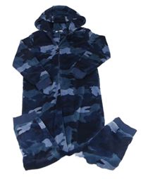 Tmavomodrá army plyšová kombinéza s kapucí M&S
