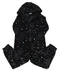 Černá plyšová kombinéza s hvězdami a kapucí M&S