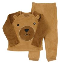 2set - Béžovo-hnědá plyšová mikina s čumákem + plyšové tepláky Primark