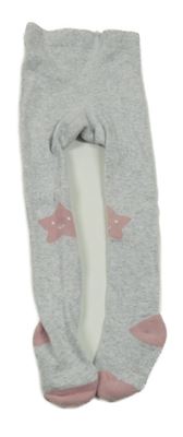 Šedo-růžové punčocháče s hvězdami Pocopiano