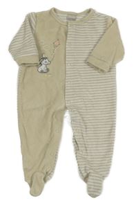 Béžovo-biely zamatový overal s oslíkem a pruhmi