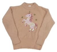 Ružový chlpatý sveter s jednorožcom C&A