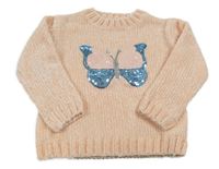 Ružový žinylkový sveter s motýlkom Kiki&Koko