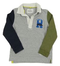 Šedo-khaki-tmavomodré polo triko s písmenem a nosorožcem M&S