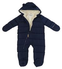 Tmavomodrá šusťáková zimní kombinéza s kapucí F&F