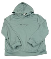 Zelená mikina s nápisom a kapucňou Shein