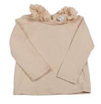 Světlerůžové triko s límečkem s madeirou Topolino