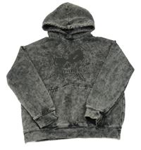 Šedá vzorovaná mikina s lebkou a kapucí H&M